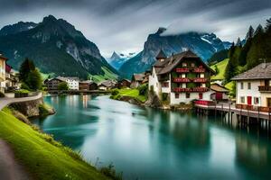 the beautiful village of switzerland. AI-Generated photo