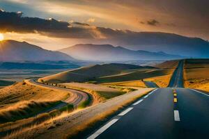 el la carretera a el futuro. generado por ai foto