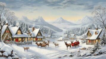 A whimsical Christmas tableau set in a magical winter wonderland, AI Generative photo