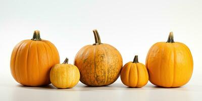 Isolated pumpkins on white background, AI Generative photo