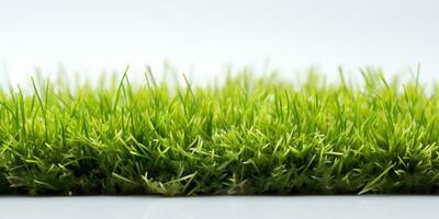 Isolated grass carpet on white with space for text, AI Generative photo