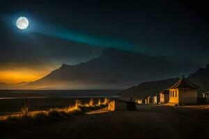 foto fondo de pantalla el cielo, el luna, el mar, el playa, el luna, el playa. generado por ai