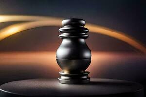 a black and silver chess piece on a table. AI-Generated photo