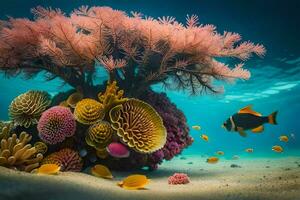 a coral reef with fish and other sea life. AI-Generated photo