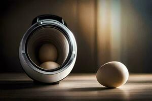 an egg in an electric egg cooker. AI-Generated photo