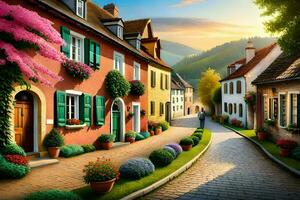 wall art - photograph - village street by james kennedy. AI-Generated photo