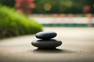 zen stones stacked on top of each other. AI-Generated photo