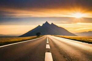 el la carretera a el montañas. generado por ai foto