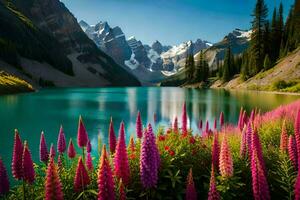 morena lago, banff nacional parque, alberta, Canadá. generado por ai foto