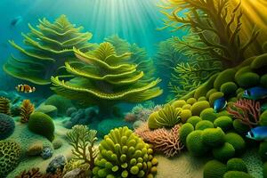 the underwater world is shown in this 3d illustration. AI-Generated photo