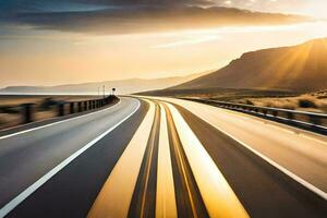 un autopista con el Dom ajuste detrás él. generado por ai foto