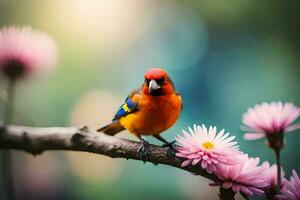 photo wallpaper the sky, flowers, bird, bird, bird, bird, bird, bird,. AI-Generated