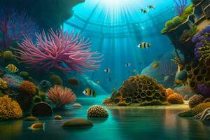 the underwater world of the ocean. AI-Generated photo