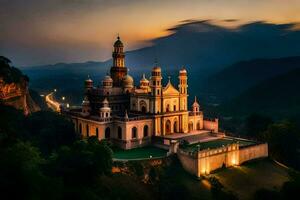 the beautiful palace at dusk in india. AI-Generated photo