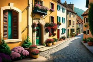 wall art - painting - colorful street in france by jimmy kaufman. AI-Generated photo