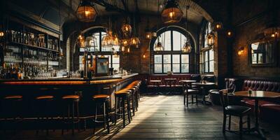 Cool pub or bar interior, Generative AI photo