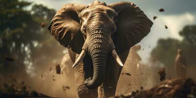 A image big elephant in wildlife, AI Generative photo