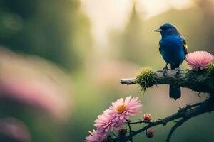 foto fondo de pantalla el cielo, flores, pájaro, naturaleza, pájaro, pájaro, pájaro, pájaro,. generado por ai