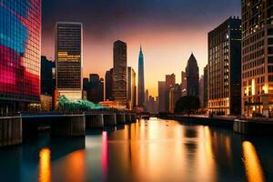 photo wallpaper the city, chicago, the river, the city, chicago, the river. AI-Generated
