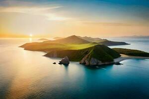 el Dom conjuntos terminado el Oceano y pequeño islas generado por ai foto