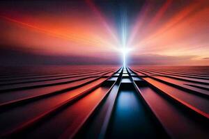 a long, dark tunnel with a bright light shining through it. AI-Generated photo