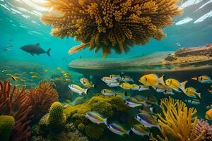 a coral reef with fish and other corals. AI-Generated photo