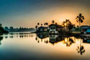 puesta de sol por rajesh kumar - paisajes puestas de sol, agua, cascadas, agua. generado por ai foto