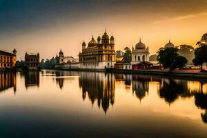 el dorado templo en amritsar, India. generado por ai foto