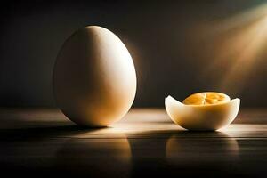 an egg and a half shell. AI-Generated photo