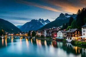 el hermosa pueblo de Altenburg en el suizo Alpes. generado por ai foto