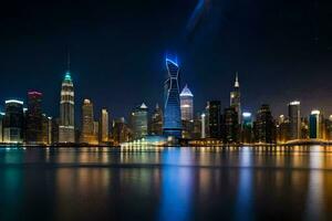 the city skyline at night in dubai. AI-Generated photo