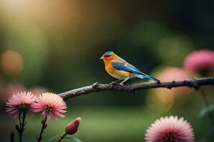 photo wallpaper the sun, flowers, bird, nature, bird, bird, bird, bird,. AI-Generated