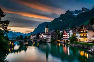 el hermosa pueblo de berna, Suiza. generado por ai foto