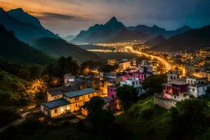 el pueblo de Vietnam a oscuridad. generado por ai foto