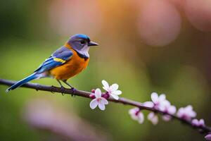 photo wallpaper the sky, bird, spring, flowers, the bird, spring, the bird,. AI-Generated