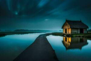 el casa en el agua. generado por ai foto