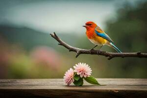 photo wallpaper bird, the flower, the bird, the flower, the bird, the flower,. AI-Generated