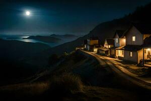 foto fondo de pantalla el cielo, noche, luna, el luz de la luna, el luz de la luna, el Luna. generado por ai