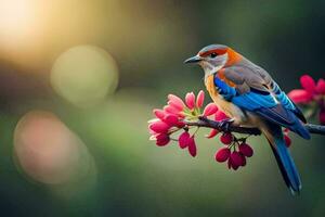 photo wallpaper the sky, bird, flowers, the sun, bird, bird, bird, bird. AI-Generated