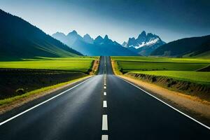 el la carretera a el montañas. generado por ai foto