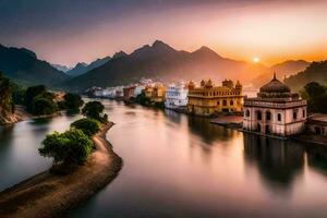 el dorado templo, jaipur, India. generado por ai foto