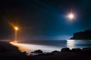 el Luna y el estrellas. generado por ai foto