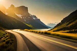 un la carretera en el montañas con montañas en el antecedentes. generado por ai foto