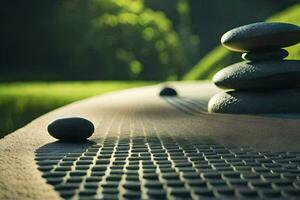 a zen garden with stones and pebbles. AI-Generated photo