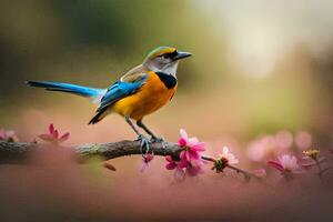 photo wallpaper bird, the flowers, the bird, the flowers, the bird, the flowers,. AI-Generated