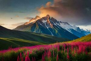 el flores de el montañas. generado por ai foto