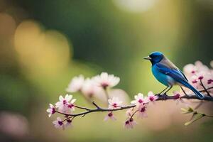 foto fondo de pantalla el pájaro, primavera, flores, pájaro, pájaro, pájaro, pájaro, pájaro,. generado por ai