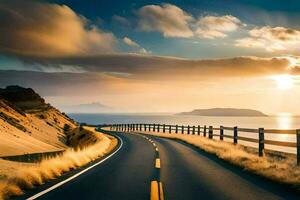 the road to the sunset. AI-Generated photo