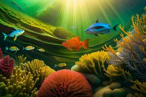 the ocean is full of colorful fish and corals. AI-Generated photo