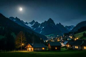 foto fondo de pantalla el cielo, montañas, luna, noche, el luna, el noche cielo, el. generado por ai